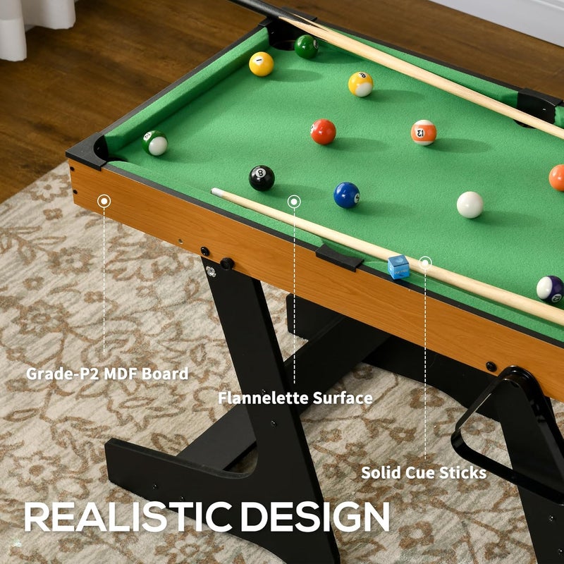 Soozier 38" Foldable Billiards Tabletop Game, Pool Table Set, Fun for The Whole Family with Easy Folding for Storage, Balls, Cues, Chalk, Brush for Game Room, Man Cave - Image 5